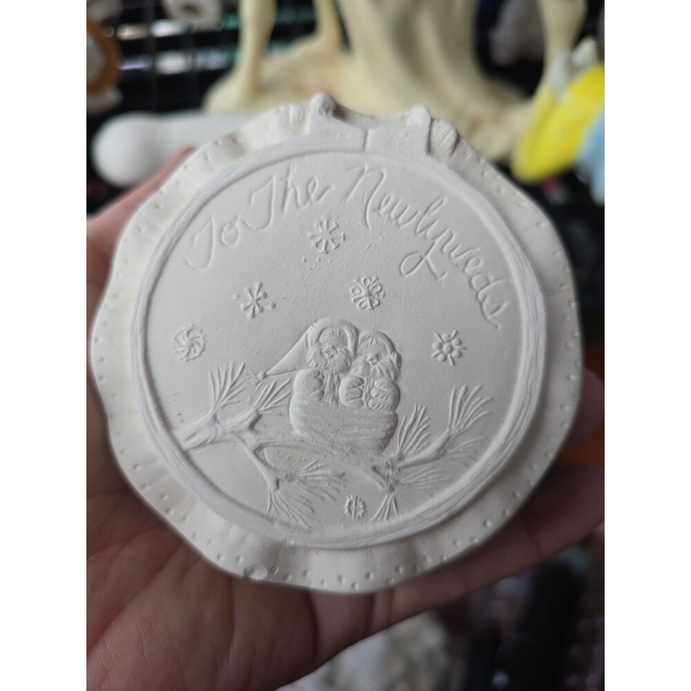 Ready to Paint Ceramic Bisque Ornament "TO THE NEWLYWEDS"